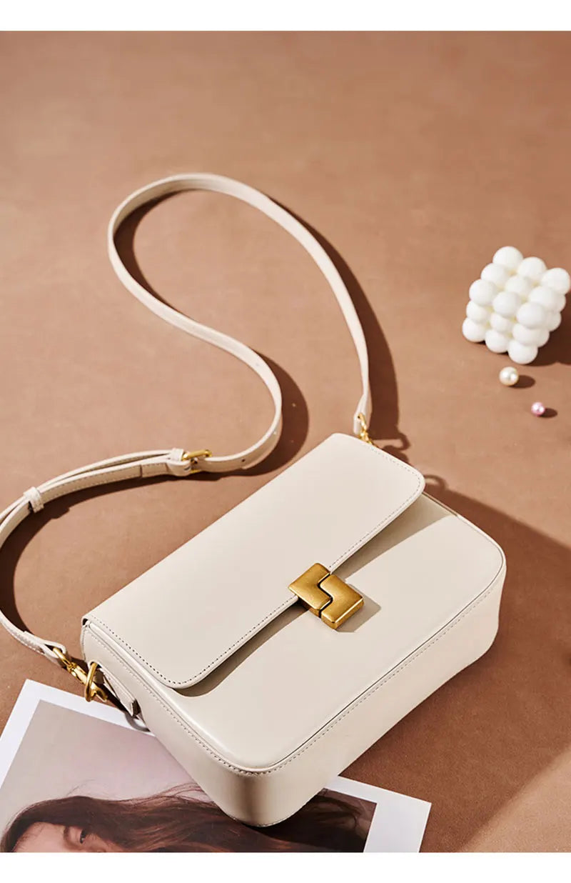 New Fashion Women's Genuine Leather Small Square Bag | Versatile Commuting Crossbody Shoulder Handbag