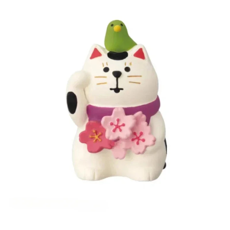Cute Cat Ornament Admiring Flowers Scene ZAKKA Cherry Blossom INS Trendy Toy DIY Resin Handicraft Ornament