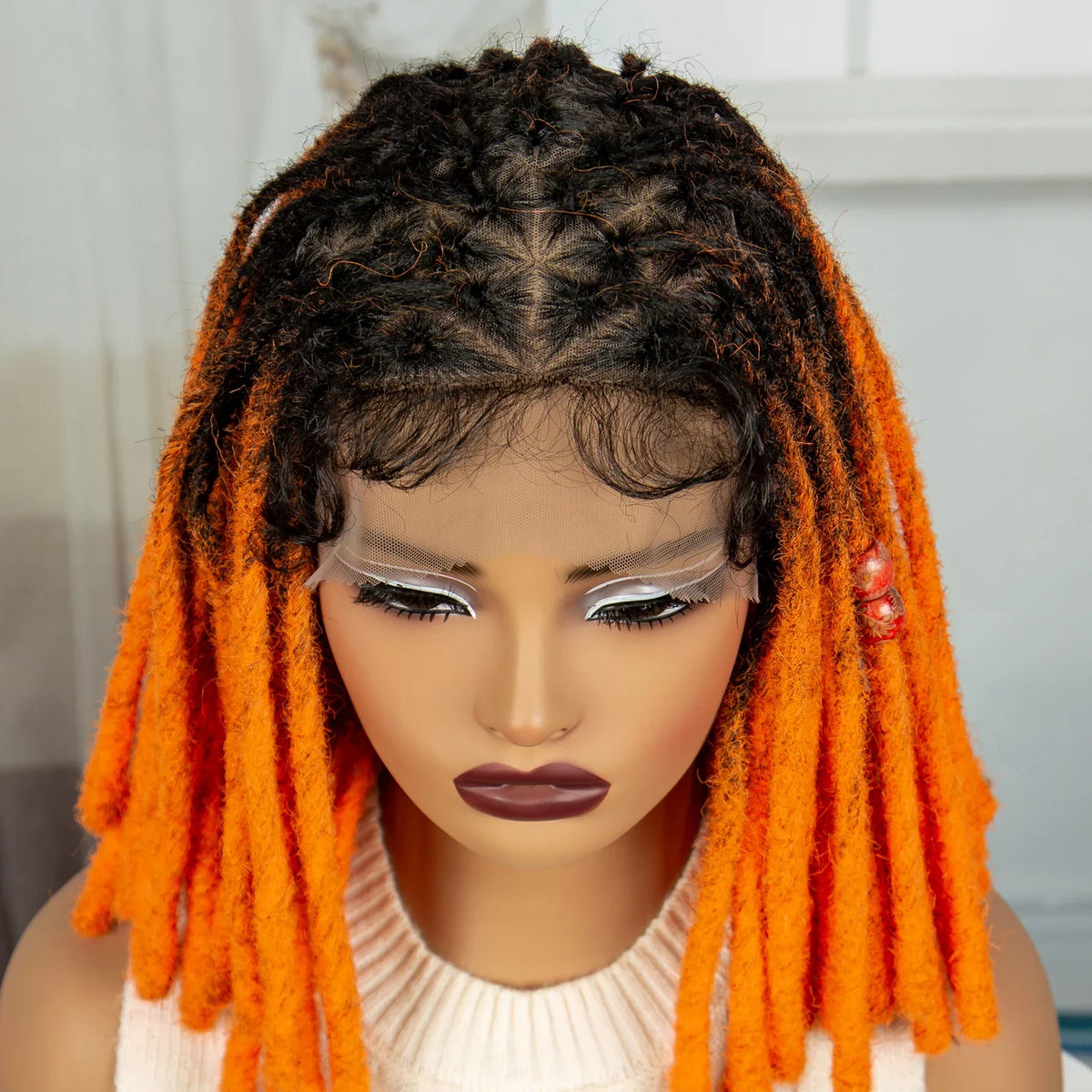 Red Faux Locs & Knotless Braids Wig | Full Lace | Baby Hair | Dreadlock Style