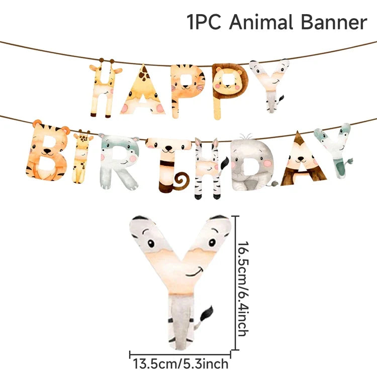 Jungle Animal Tablecloth Birthday Party Decor Palm Leaves Tablecloth Jungle Safari Wild One Kids Birthday Party Decoration
