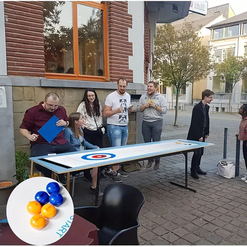 Table curling games, family entertainment, family gathering board games, 8 balls per set, plastic frame, white/red/yellow/blue