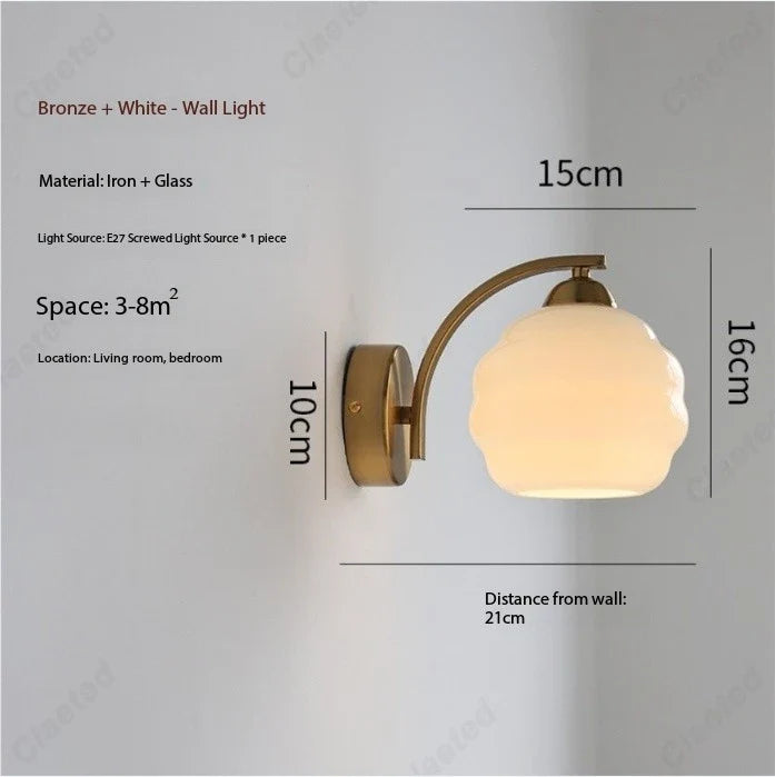 European New LED Retro Glass Wall Lamp Living Room Corridor Bedroom Bedside Decorative Lighting E27
