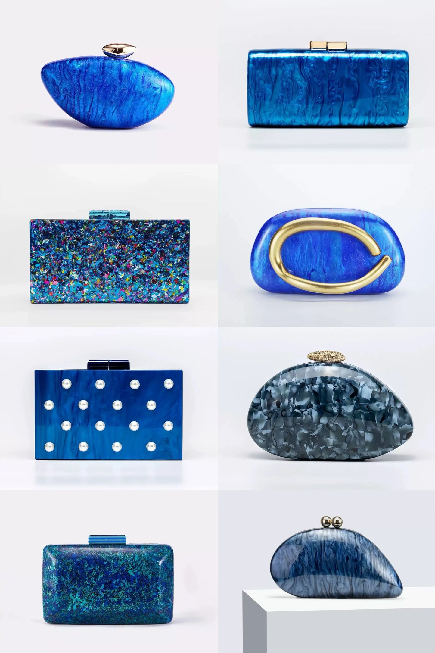 New Hot Sale Acrylic Shell-Shaped Clutch Bag | Women's Designer Evening Party Purse & Cute Birthday Gift (Blue Shoulder Bag)
