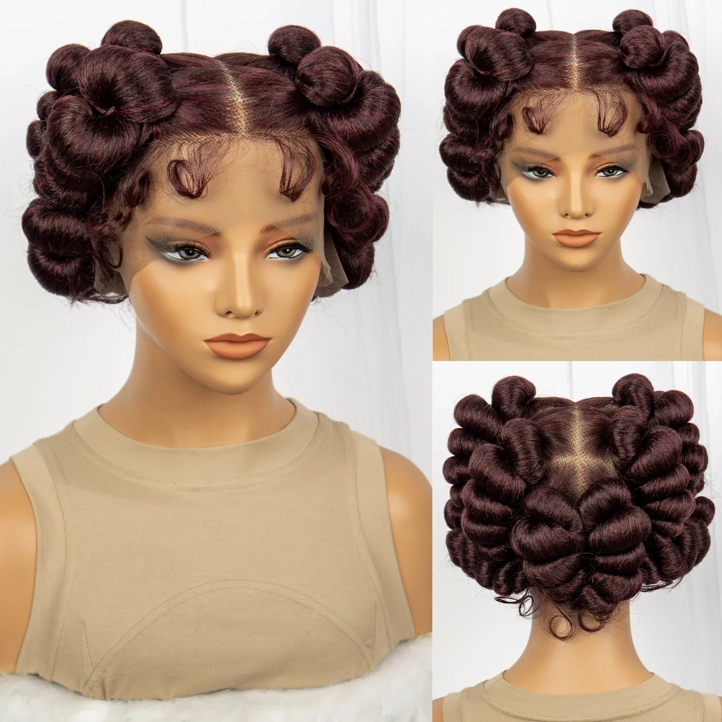 Handmade Bantu Knotless Box Braids Full Lace Wig | African Braiding Hair | Synthetic Wig