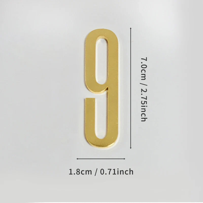 Golden Door Number with Backing Adhesive 7cm Metal House Number Apartment Door Number for Outdoor Hotel Home Mailbox Label