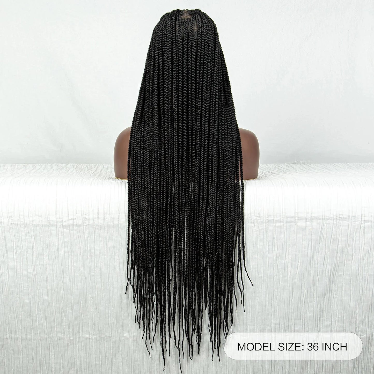 36" Full Lace Box Braided Cornrow Wig | Long Straight Braids | Baby Hair | Synthetic Afro Braiding Wig