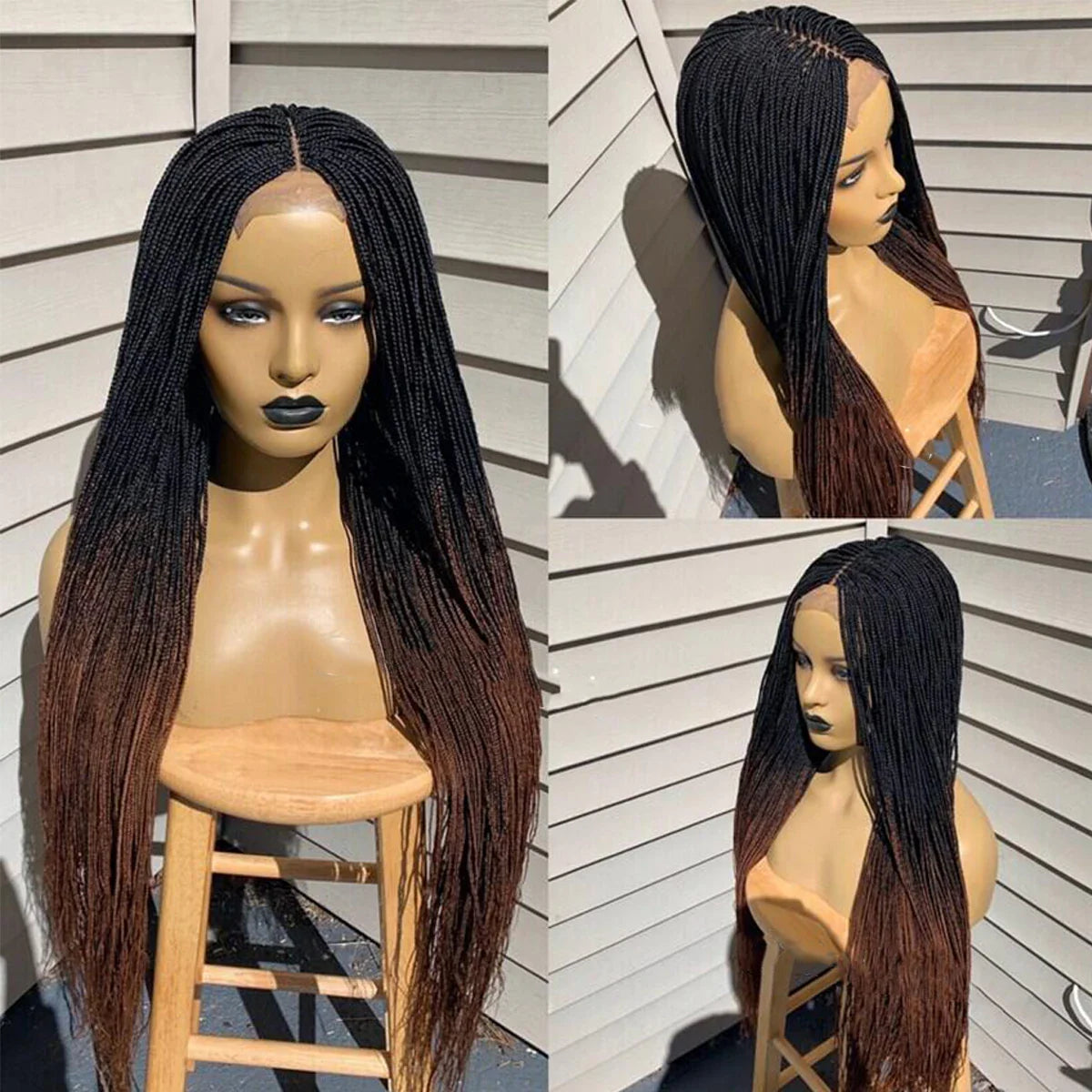 Ombre Blonde Knotless Box Braided Wig | Full Lace Braids Wig | Senegalese Twist, Passion Twist, Faux Locs Styles Available | Kanekalon Hair