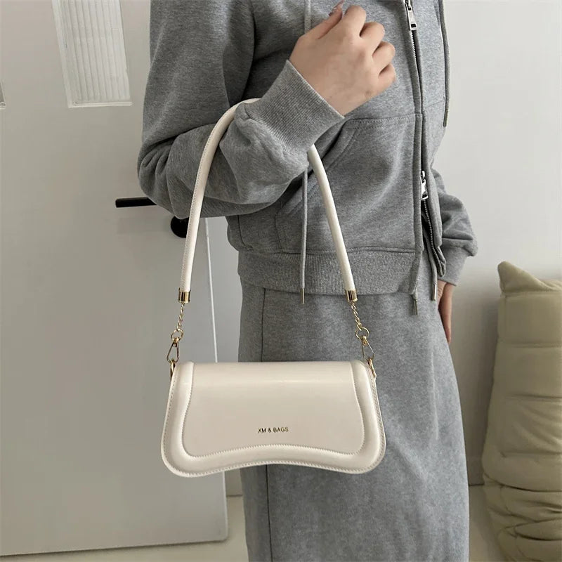Ladies Shoulder & Crossbody Bags | PU Leather Women's Underarm Bags & Solid Color Small Top-Handle Purse (Female Daily Handbags)
