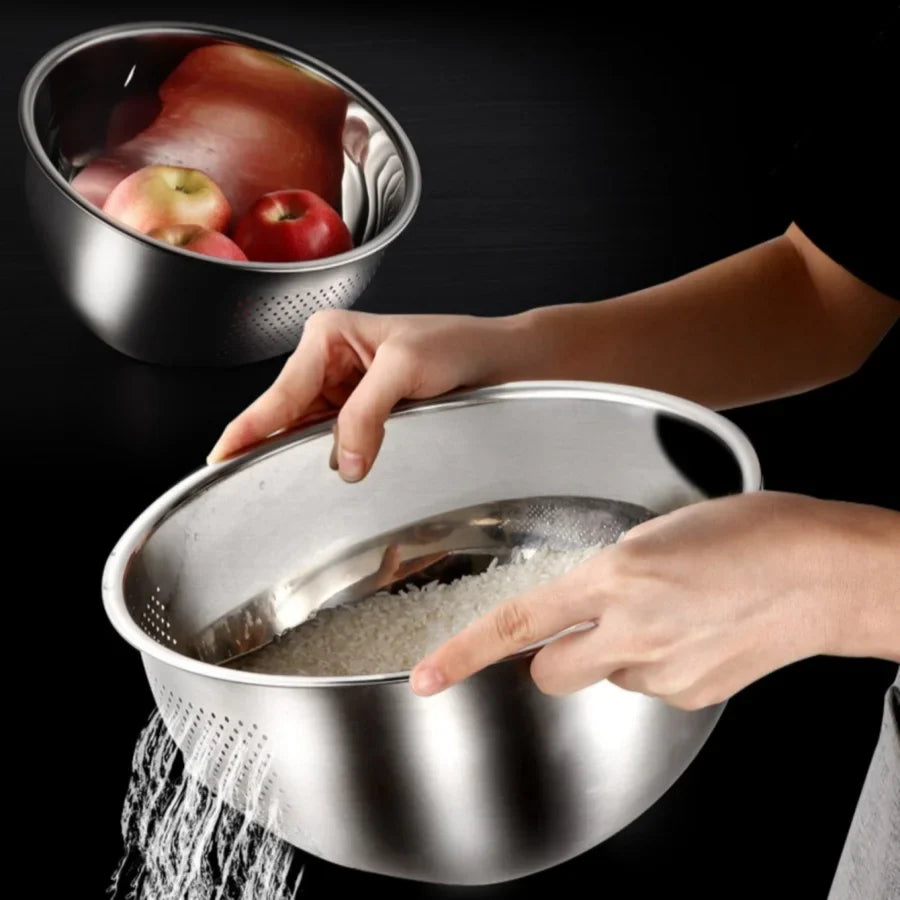 Kitchen Strainer, Stainless Steel Colander Rice Washer Vegetable Fruit Washing Bowls for Cleaning , Rice, and , Kitchen Tools