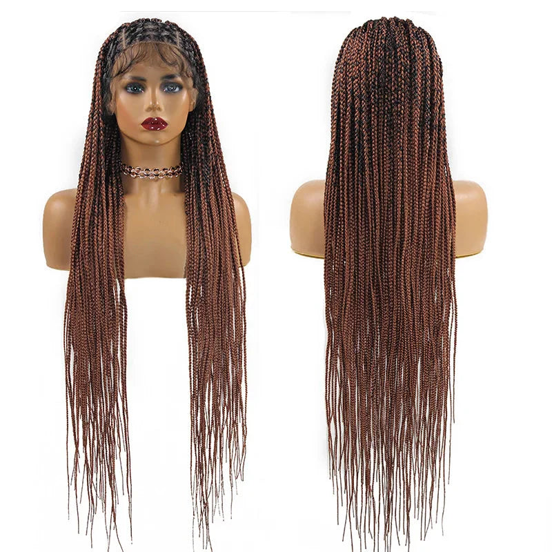 Product Title: Criss Cross Knotless Box Braids Full Lace Wig | Baby Hair | Synthetic Cornrows | Braided Lace Front Wig
