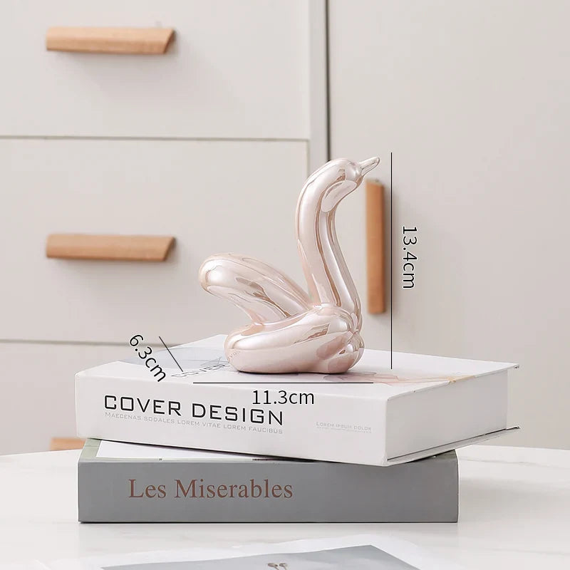 Nordic Ceramic Swan Sculpture Animal Decorative Figurine Home Decor Room Accessory Swans Decorative Item