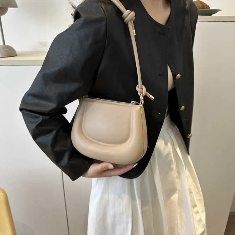 Soft PU Leather Ladies Crossbody Bag | Women's Purple Underarm Bag & Retro Solid Color Handbag (Fashion Design Girl Small Shoulder Bag)