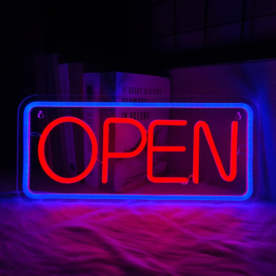 Open Neon Sign, Large Business Lamp Powered By Usb, Used For Decor At The Entrance Of Coffee Shop, Bar, Restaurant And Salon.