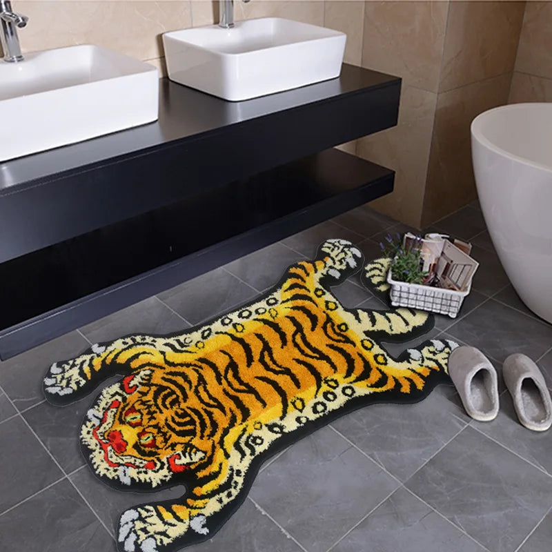 VIKAMA Bionic Tiger Patterned Rug - Exclusive Shaped Mat, Ideal for Living Room & Bedroom Decor, Must - Have Carpet