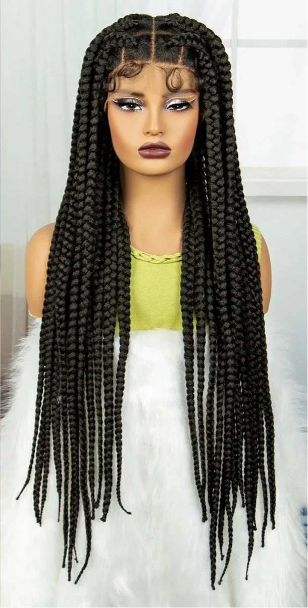 Knotless Twist Braids Full Lace Wig | Straight Synthetic Braids | Baby Hair | Black Women
