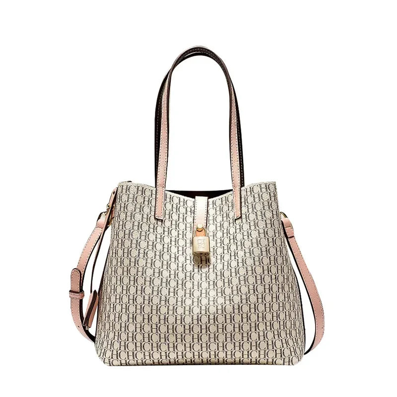 Premium Versatile Leather Crossbody Bag | Ladies Large Capacity Daily Commuter Tote Bag (Letter Print Design, Fashion Casual)