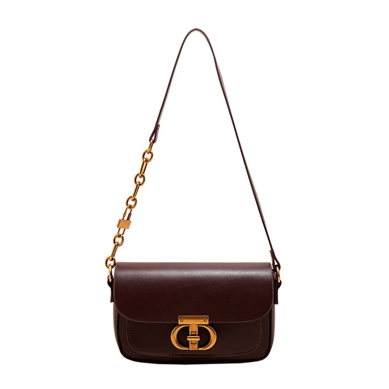 Retro Small PU Leather Bag Women's | Original Fashion Lock Crossbody Shoulder Sac & Senior Handbag Underarm Bag (Designer)