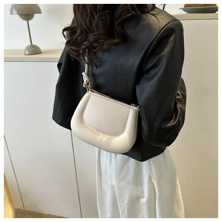 Soft PU Leather Ladies Crossbody Bag | Women's Purple Underarm Bag & Retro Solid Color Handbag (Fashion Design Girl Small Shoulder Bag)