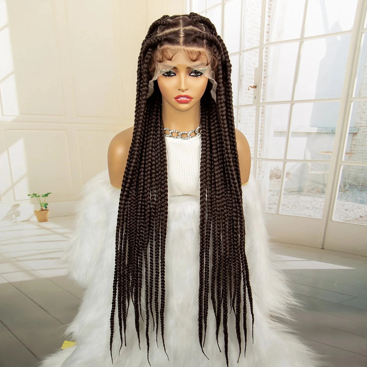 Jumbo Cornrow & Knotless Box Braids Wig | Full Lace | Baby Hair | Black Women
