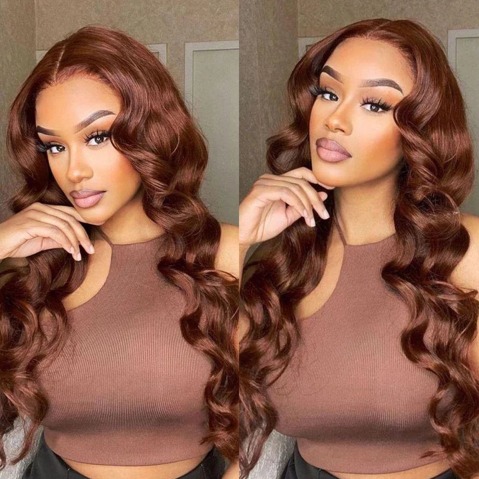 Short Bob Wig | Glueless 13x4 Lace Front Wig | Chocolate Brown Body Wave | Brazilian Remy Human Hair | Ready to Wear