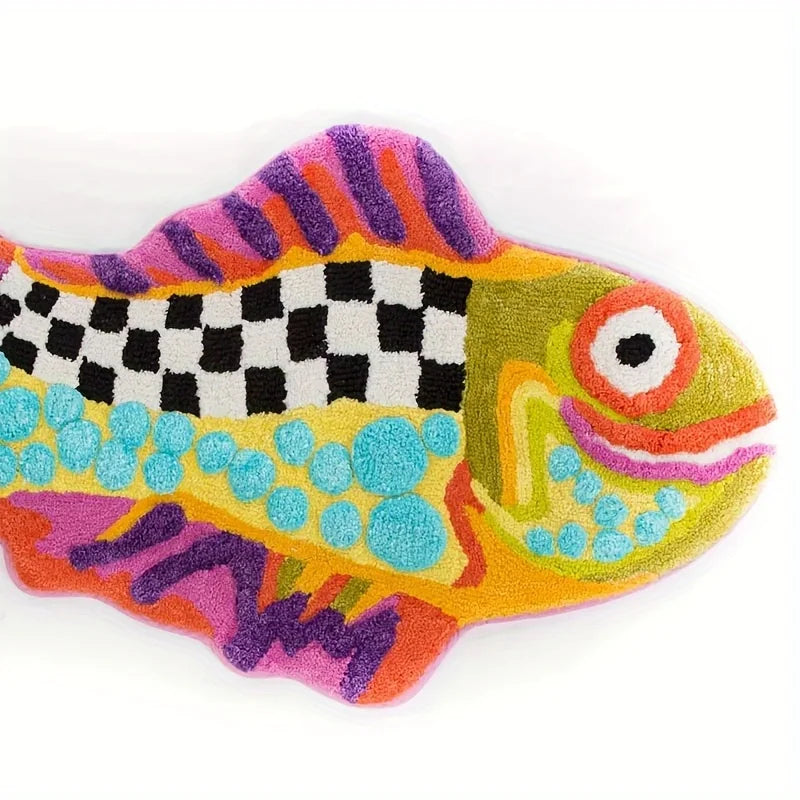 VIKAMA Colorful Fish Carpet Creative Doormat  Rug For Bedroom Living Room Carpet Non-Slip Thick Absorbent Bathroom Carpet Home