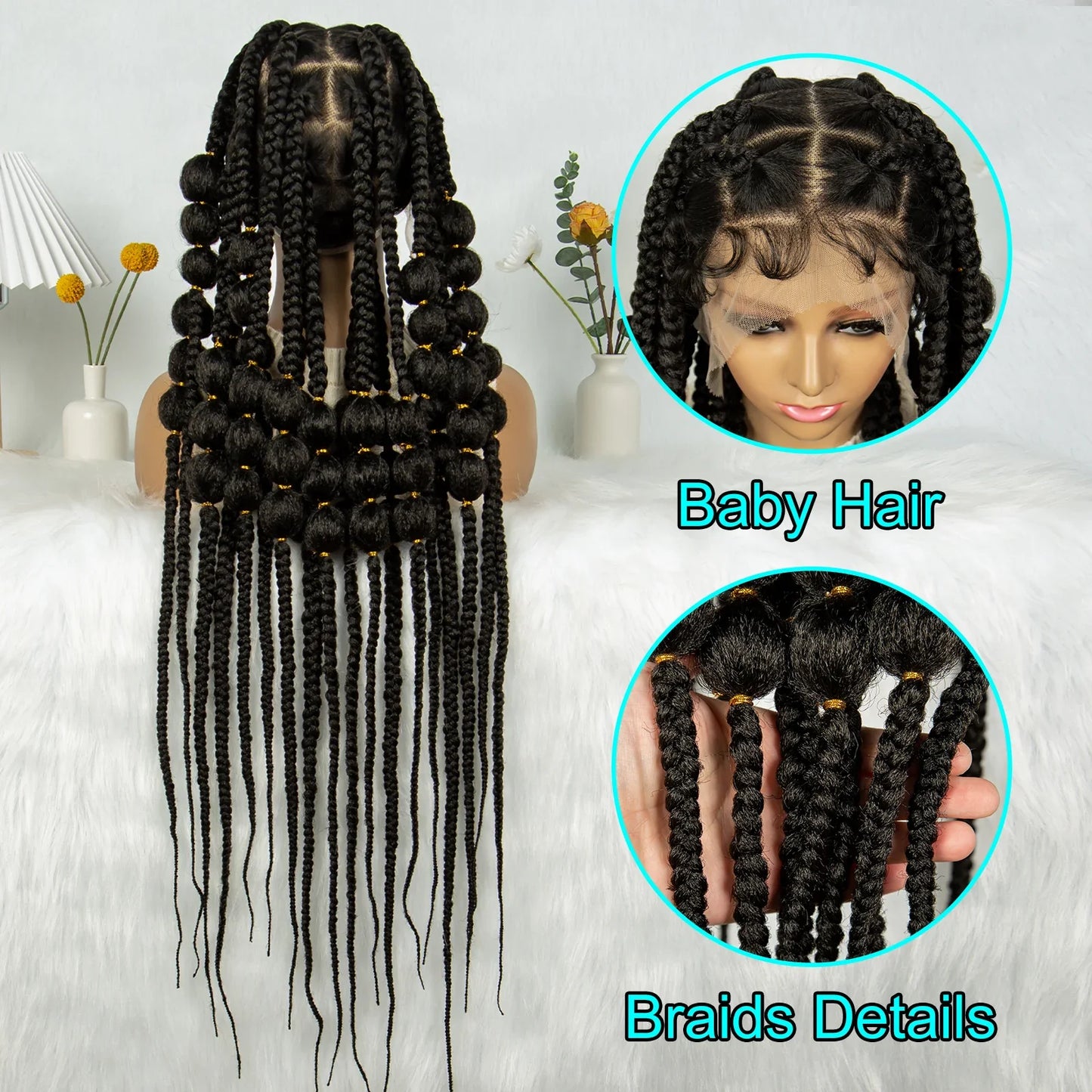 KIMA 40" Jumbo Knotless Box Cornrows Wig | Full Lace Bubble Braids