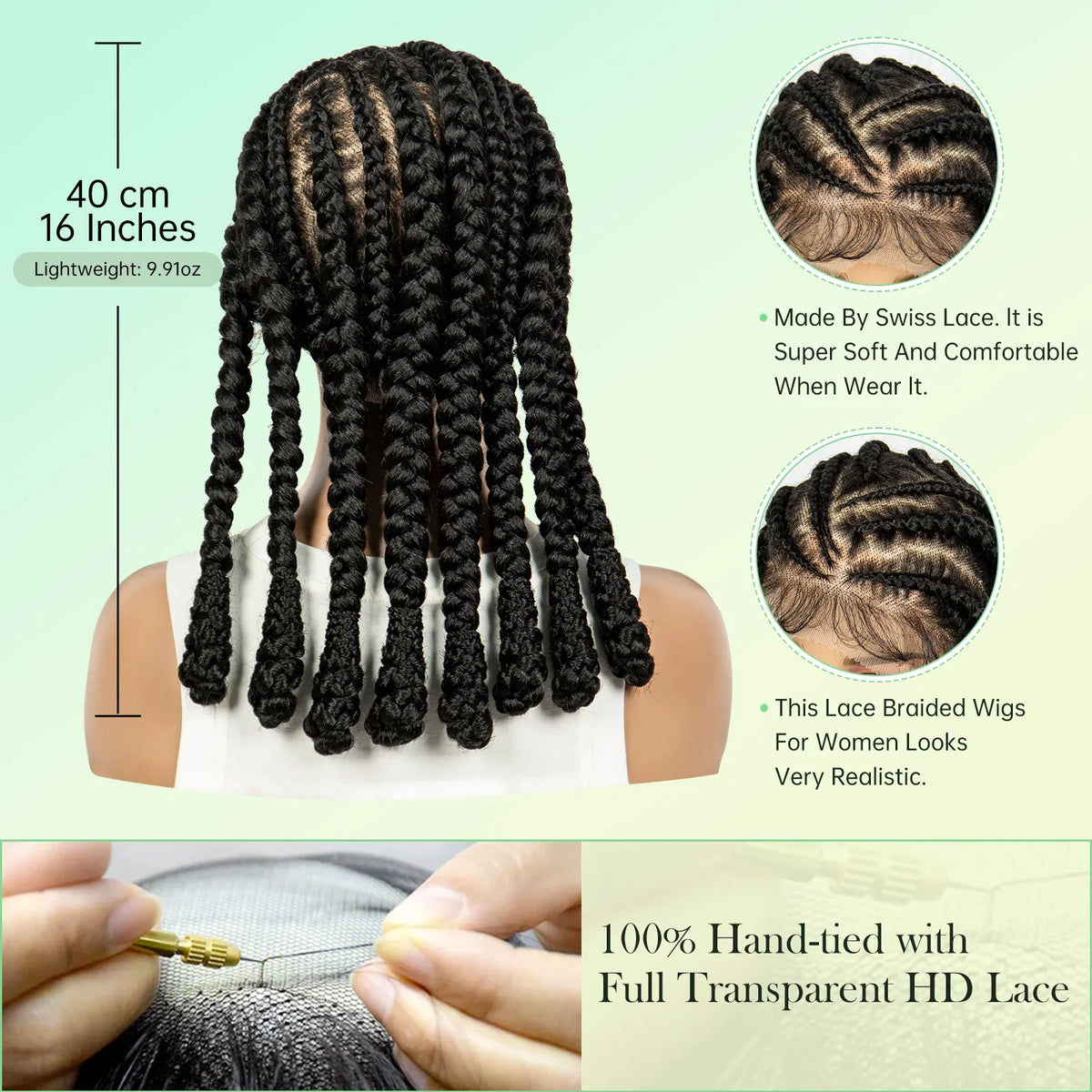 Box Braids Wig Crochet Hair Bohemian Braids Braiding Hair With  Pre-plucked Synthetic Crochet Hair for Women