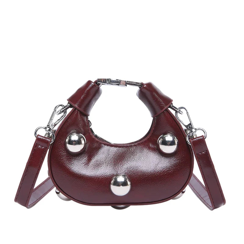 Retro Versatile Ladies Mini Handbag | Women's Big Rivet Personality Luxury Designer Crossbody Bags & Streetwear Shoulder Bag