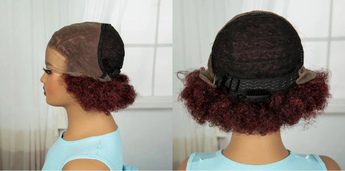 Burgundy Afro Curly Braids Bob Wig | 13x6 Lace Front | Baby Hair