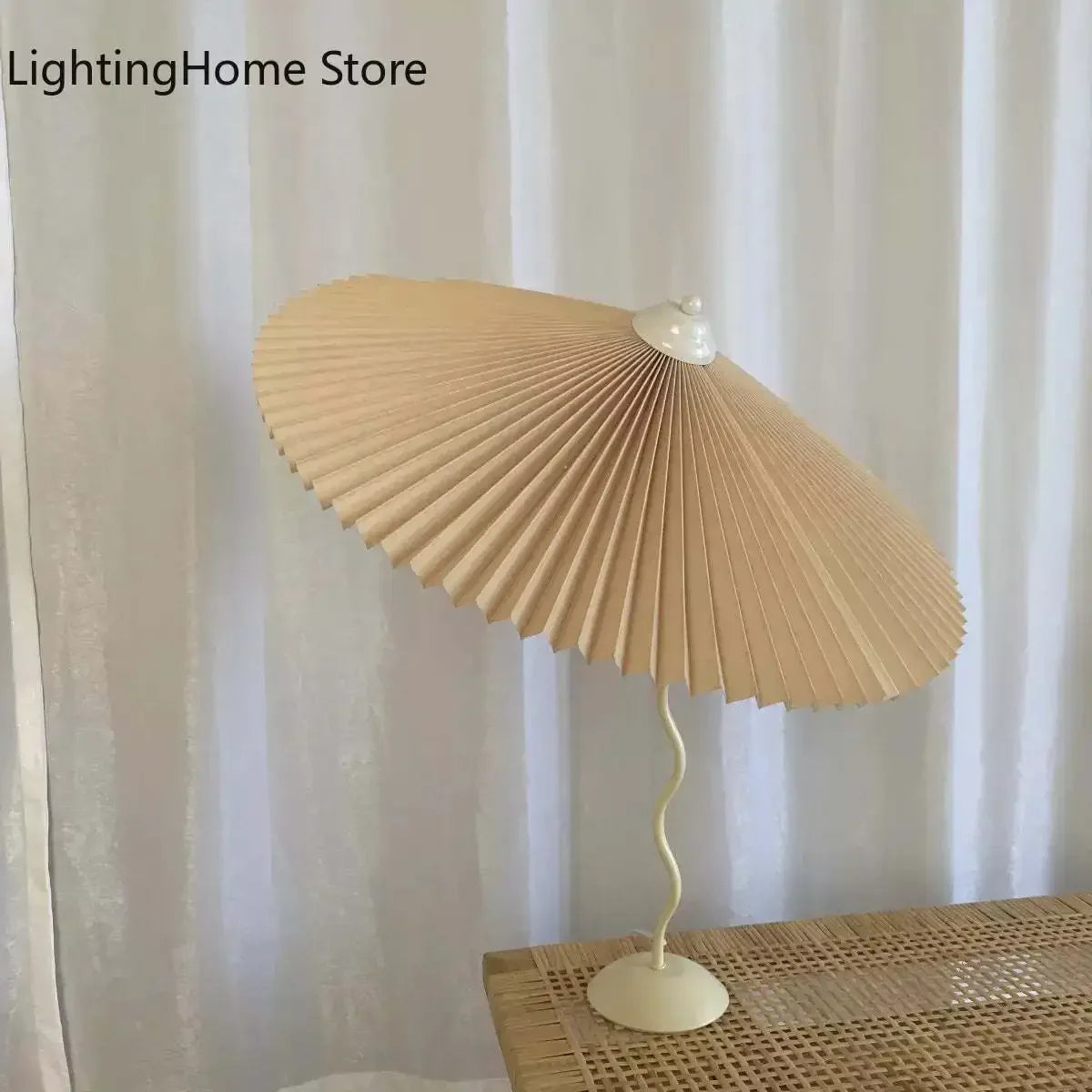 Table Lamp ins Retro Pleated Umbrella Nordic Medieval Korean Master Bedroom Bedside Lamp Swing Iron Art Drop Shipping