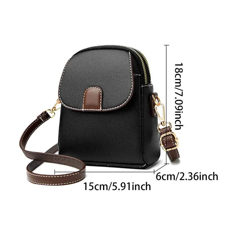 Fashion Leather Crossbody Bag for Women | Mini Shoulder Bag & Flip Zipper Messenger Bag (Students' Small Handbag)