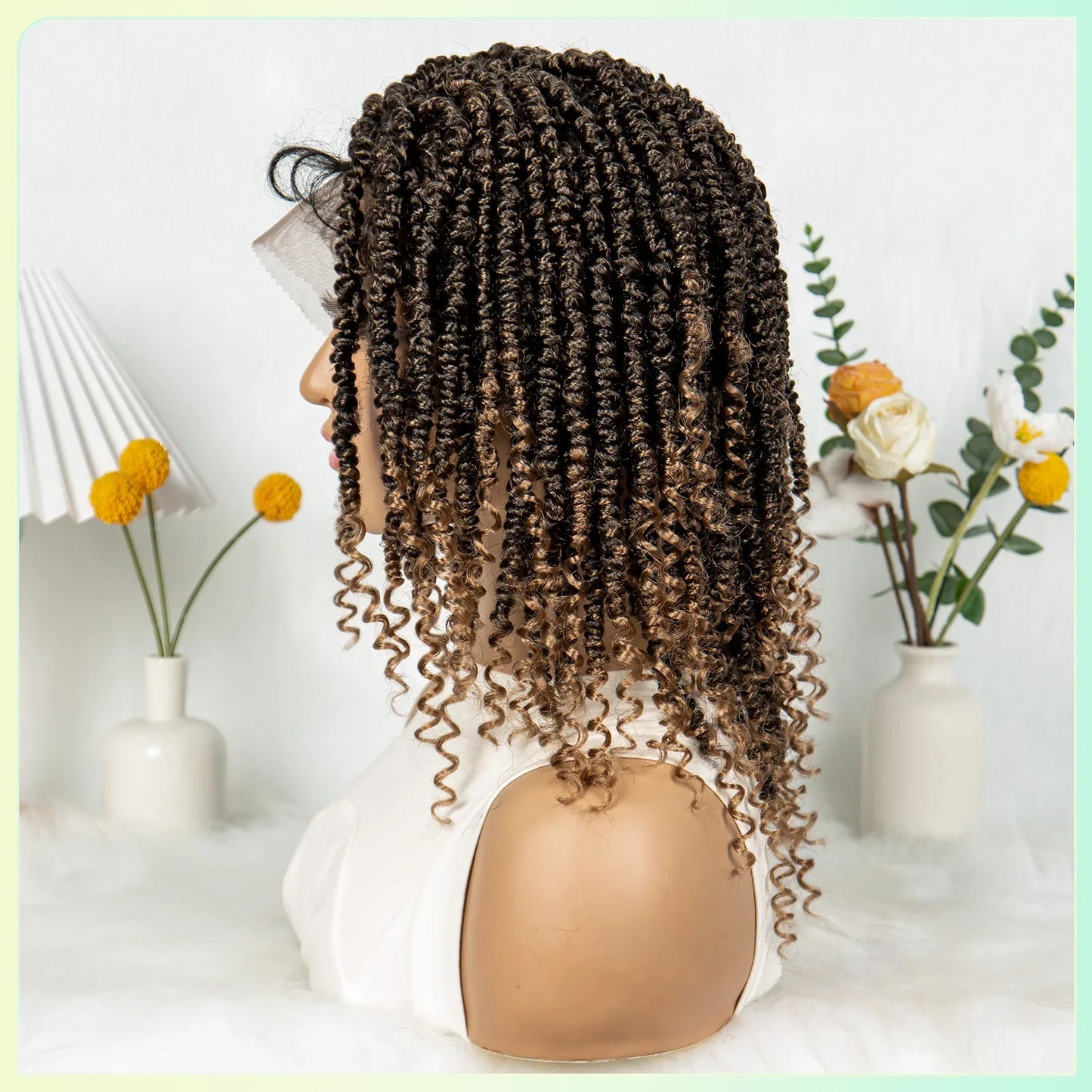 Short Length Box Braided Wig Full Lace Braided Wig Curly Hair With Baby Hair Braiding Wig Twisted Dreadlocks Wig For Women