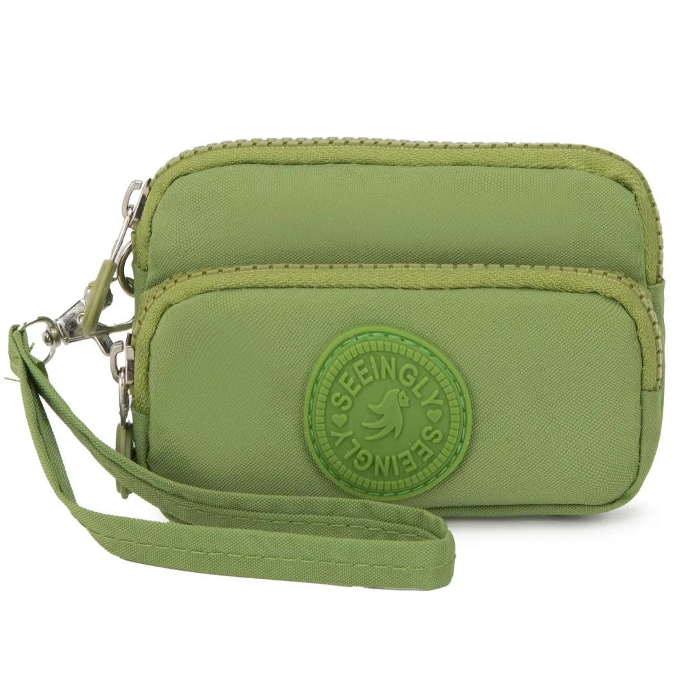New Waterproof Coin Purse with Key Ring | Solid Color Card Holder & Large Capacity Wear-Resistant Handbag (Unisex Storage Bag)