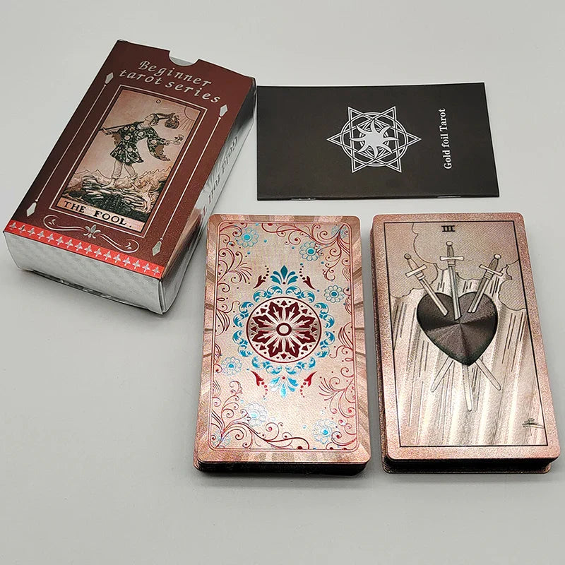 The New Knight Laser Gold Foil Tarot Board Game Set Hot Stamping Luxury PVC Waterproof Wear-resistant Divination Cards