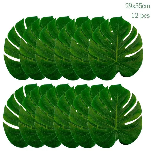 Sage Green Leaves Disposable Tableware Gold Edge Paper Plate Cup Napkins Wedding Decor Birthday Hawaiian Party Decoration