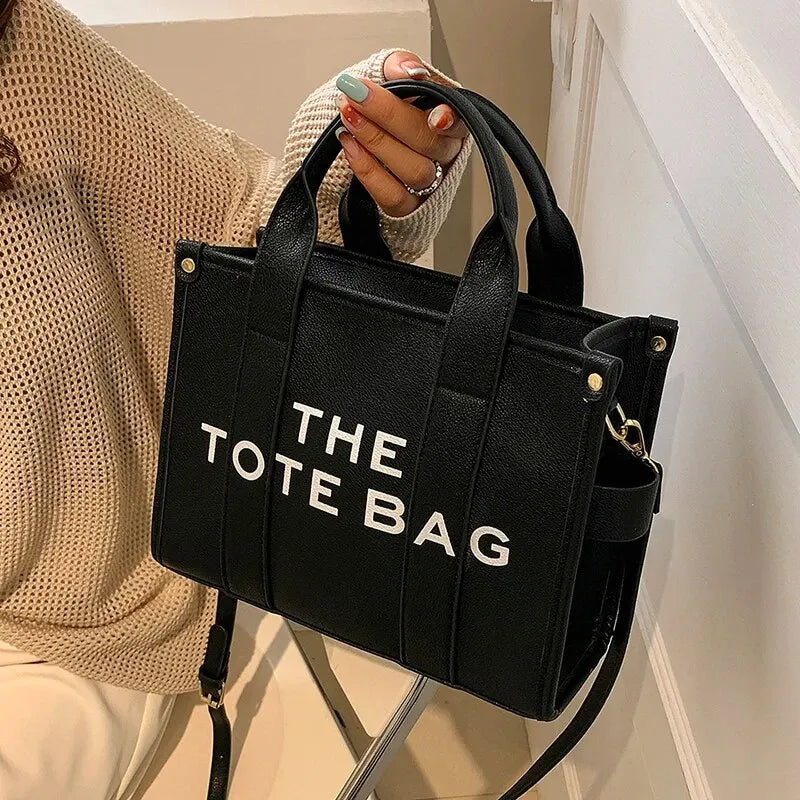 The Tote Bag for Women | Crossbody Female Handbag & New Solid Words Letter Leisure Large Bag (Luxury Fashion Designer PU Bag)