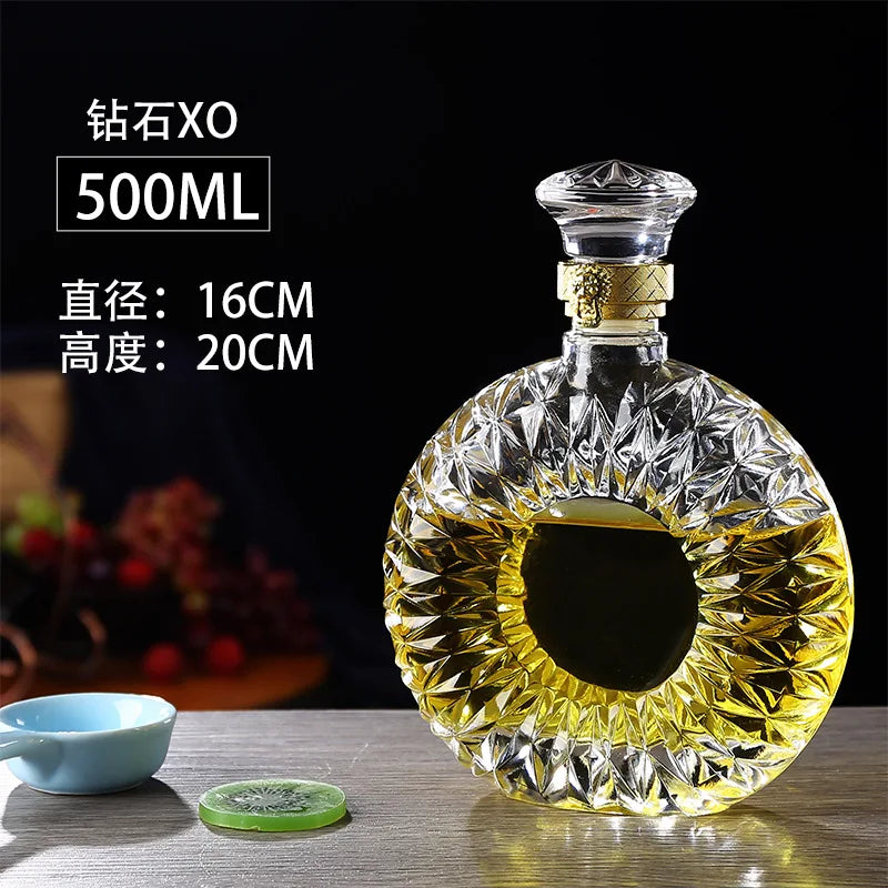 Novelty Design Multi Styles Barware Wine Glass Bottle 250-1000ml Lead-free Glass Whiskey Decanters for Liquor Scotch Bourbon
