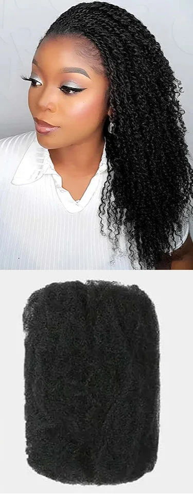 Remy Afro Kinky Bulk Human Hair for Braiding | No Attachment DIY Mini Twists & Braids (Brazilian, 1Pc)