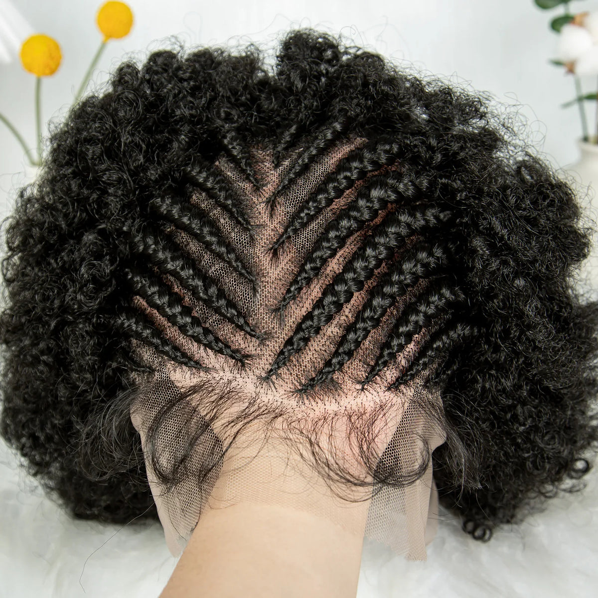 Bouncy Afro Cornrow Full Lace Braided Wig | Synthetic Braids | Black Women