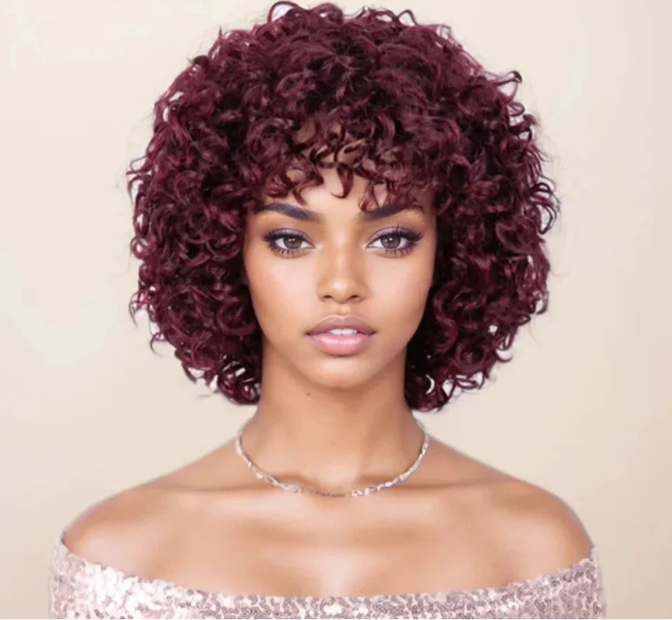 Rebecca 10 Inch Ombre 1B/#4 Curly Bob Wig | Water Wave Brazilian Remy Human Hair