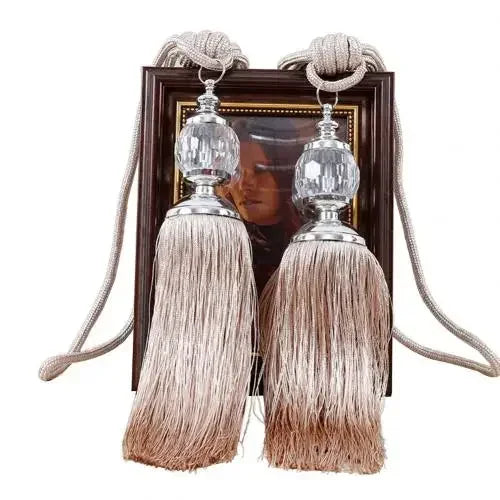 1Pair Tassel Curtain Tieback Crystal Bead Hanging Ball Tie Room Accessories Holder Buckle Rope Bandage Holdback Window Shade