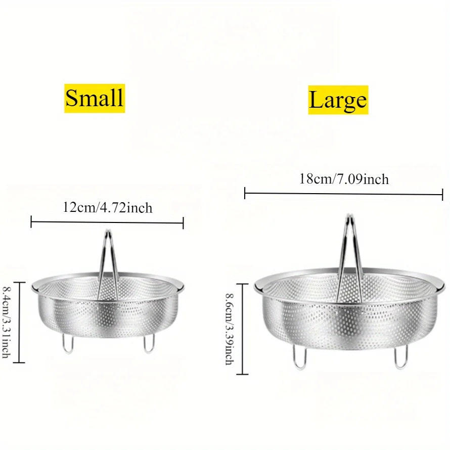 Universal Stainless Steel Steamer Basket | 304 Food-Grade Insert for Rice Cooker/Instant Pot | Dishwasher-Safe Multifunction Col