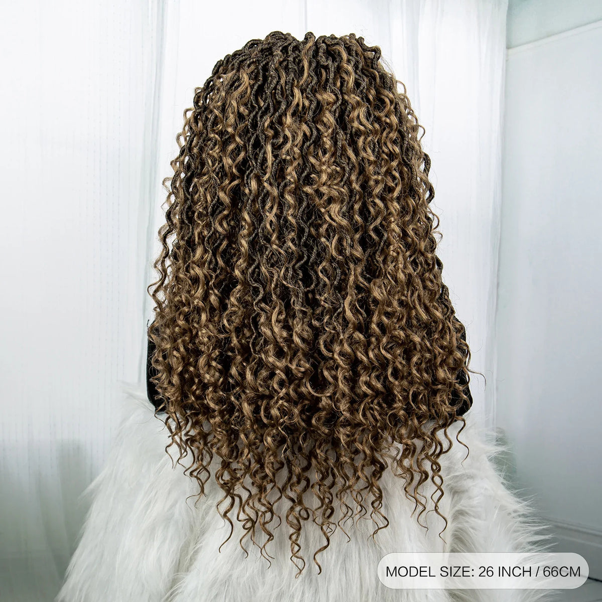 Burgundy 26" 99J Knotless Box Braids Wig | Curly Ends | Faux Locs | Swiss Lace Front | Braided Wigs for Black Women