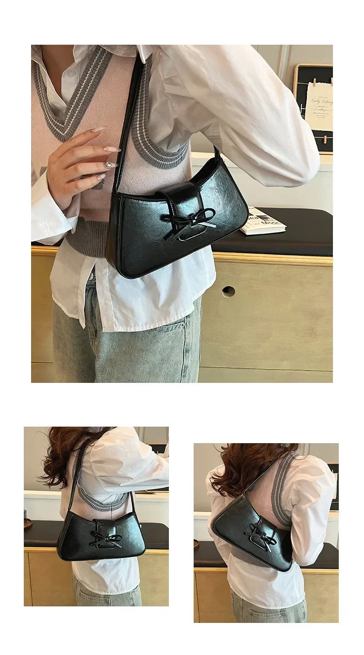 High-Grade Sense Retro Women's Underarm Bag | Spring New PU Leather Lady Commuter Shoulder Bag (Solid Small Handbags for Women)