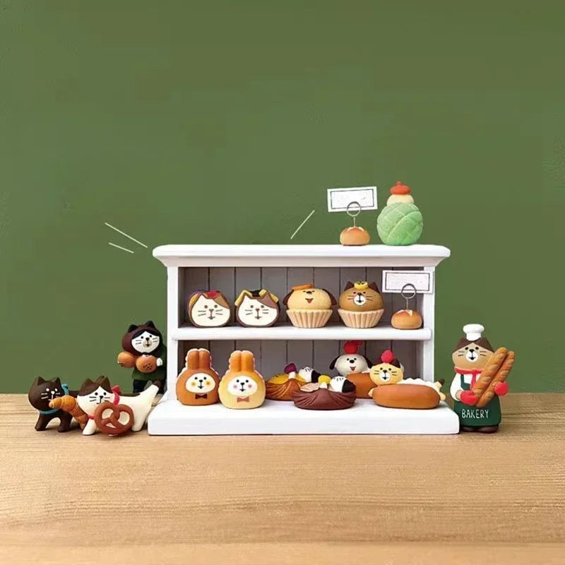 1pc ZAKKA Japanese Cat Food Bakery Coffee Shop Scene Decoration Resin Crafts Small Ornaments Croissant Donut Dessert Cupcake