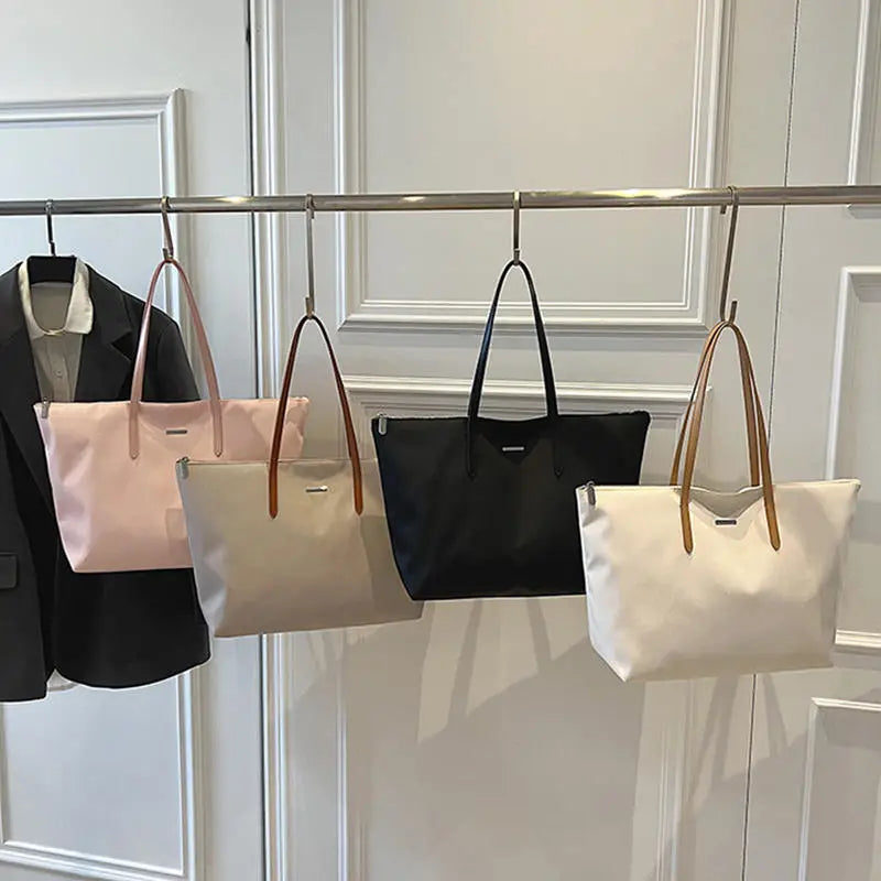 Women's Tote Bag | Simple Fashion Commuting & Shopping Shoulder Bag (New Nylon Waterproof Large Capacity Cloth Bag)