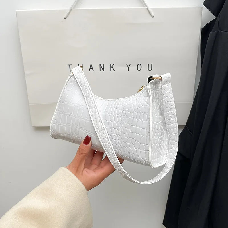 Solid Color PU Leather Women's Underarm Bag | New Luxury Designer Female Casual Shoulder Bag (Tote Clutch Purse & Banquet Handbag)