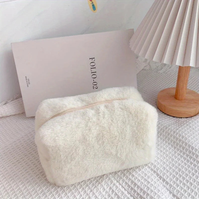 Comfortable Winter Plush Cosmetics Storage Bag - Portable Cosmetics Storage Bag Tote Bag, Stationery Pencil Case
