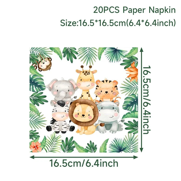 Jungle Animal Tablecloth Birthday Party Decor Palm Leaves Tablecloth Jungle Safari Wild One Kids Birthday Party Decoration