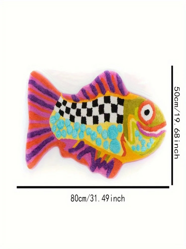 VIKAMA Colorful Fish Carpet Creative Doormat  Rug For Bedroom Living Room Carpet Non-Slip Thick Absorbent Bathroom Carpet Home